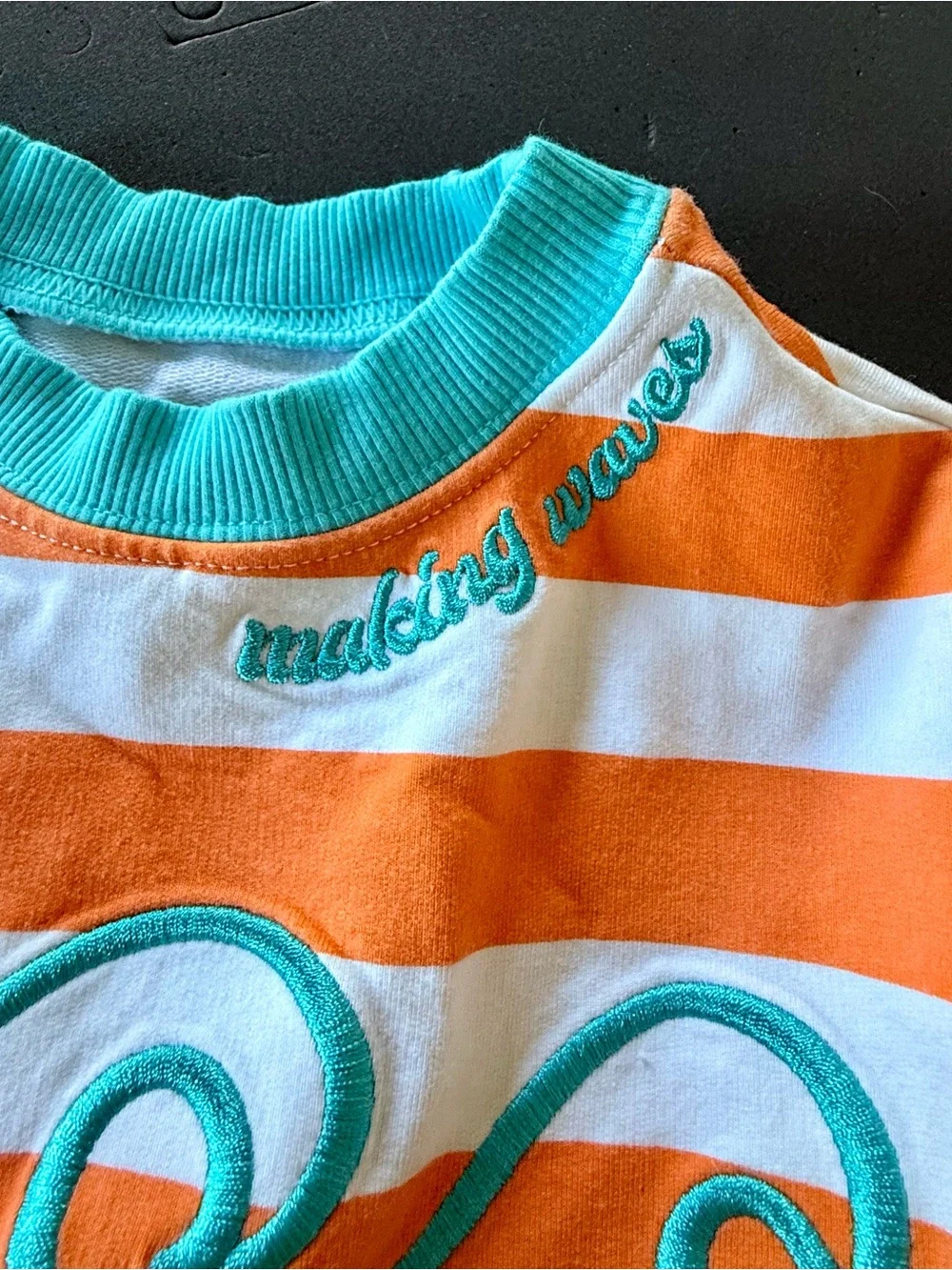 Orange & White Striped Kids Sweatshirt with Nemo - Picture 3 of 5